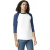 image:imageAmerican Apparel Unisex Adult CVC Raglan TShirt Style G2003cvc 2PackWhiteHeather Indigo 2pack