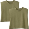 image:imageAmerican Apparel Womens Heavyweight Cotton Boxy Cropped Garment Dyed Muscle Style G307GD Muscle TShirt 2PackFaded Army 2pack
