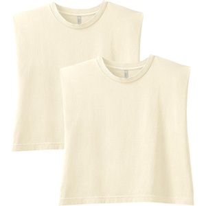 image:imageAmerican Apparel Womens Heavyweight Cotton Boxy Cropped Garment Dyed Muscle Style G307GD Muscle TShirt 2PackFaded Cream 2pack