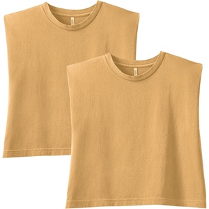 image:imageAmerican Apparel Womens Heavyweight Cotton Boxy Cropped Garment Dyed Muscle Style G307GD Muscle TShirt 2PackFaded Mustard 2pack