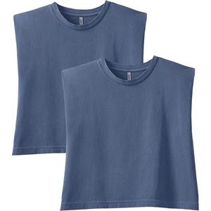 image:imageAmerican Apparel Womens Heavyweight Cotton Boxy Cropped Garment Dyed Muscle Style G307GD Muscle TShirt 2PackFaded Navy 2pack