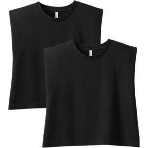 image:imageAmerican Apparel Womens Heavyweight Cotton Boxy Cropped Garment Dyed Muscle Style G307GD Muscle TShirt 2PackTrue Black 2 Pack